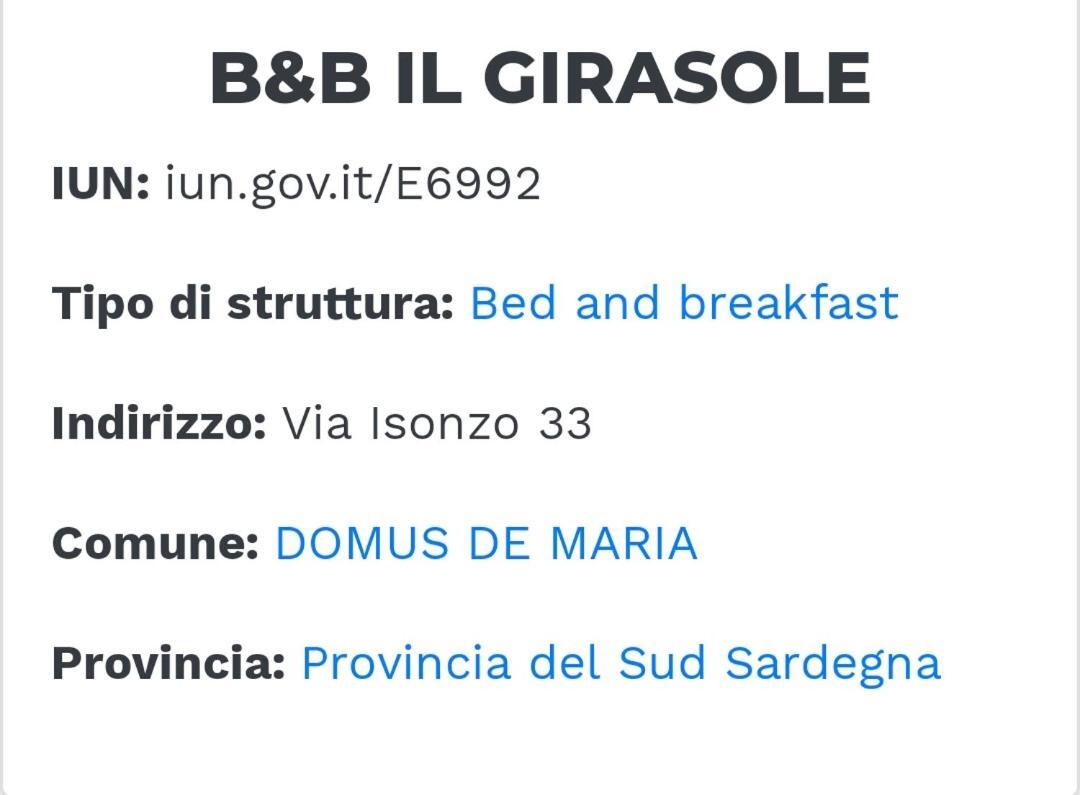 Bed and Breakfast Il Girasole Домус-де-Марія Екстер'єр фото